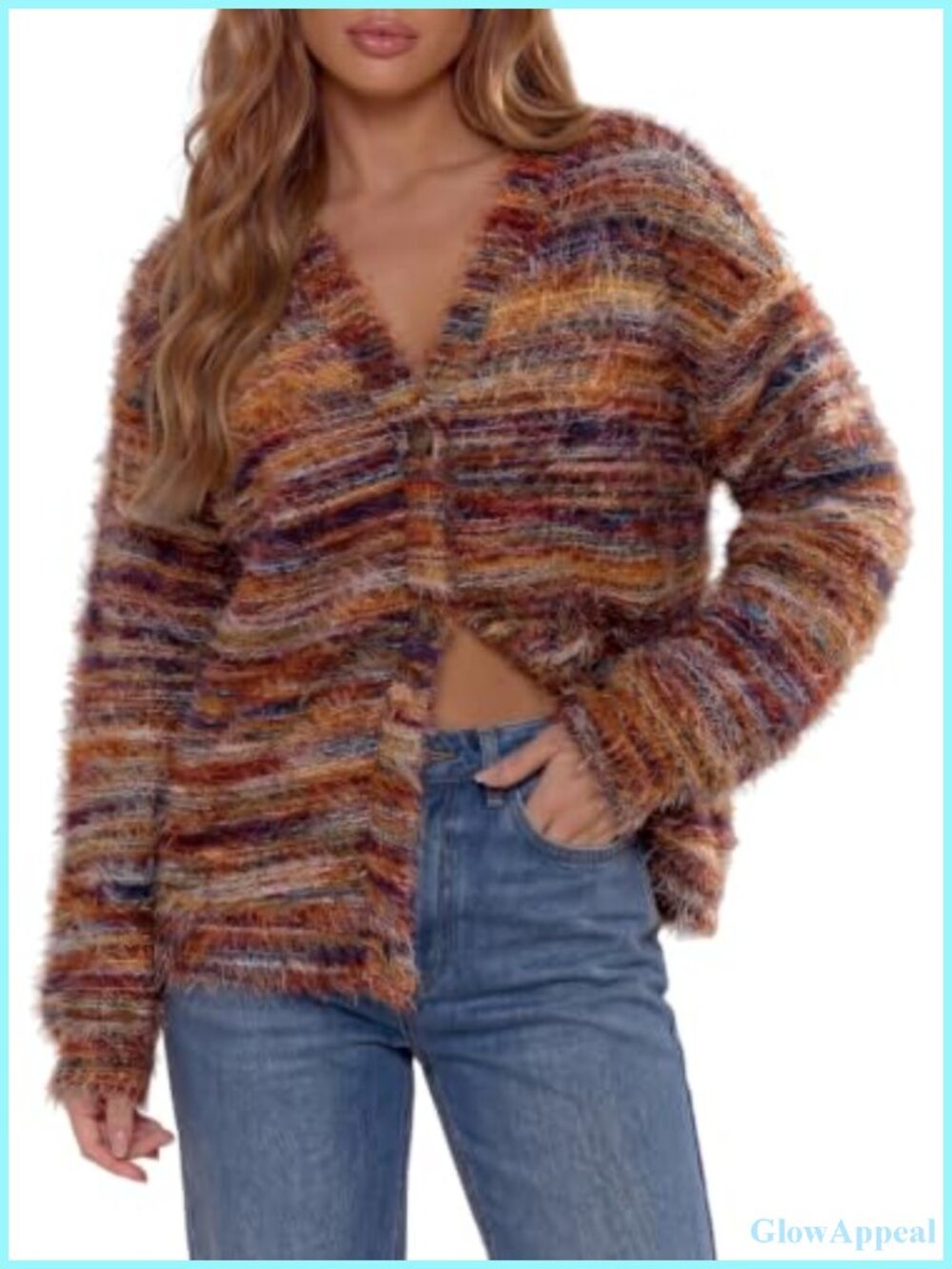 Dokotoo Women's Lightweight Cardigan Sweater Fuzzy Open Front V-Neck